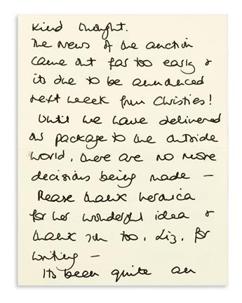 DIANA; PRINCESS OF WALES. Group of 6 Autograph Letters Signed, Diana, to Harpers Bazaar editor Elizabeth Tilberis,